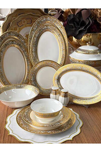 MD MİMOZA DEKOR Yemek Takımı Agate 61 Parça 12 Kişilik