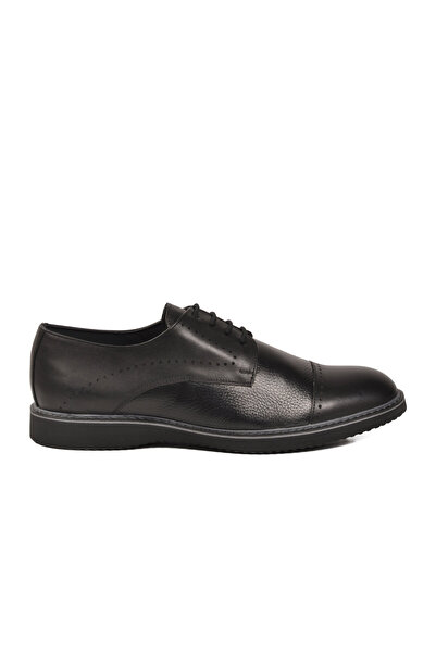 Aspor Black Genuine Leather Large Size) Men's Casual Shoes