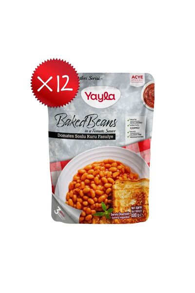 Yayla Yemek Hazır Baked Beans Domates Soslu Kuru Fasulye 400 g x12
