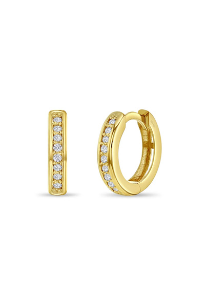 BEBEGOLD Σκουλαρίκια από χρυσό 14Κ για παιδιά – Κρίκοι με λευκά ζιργκόν