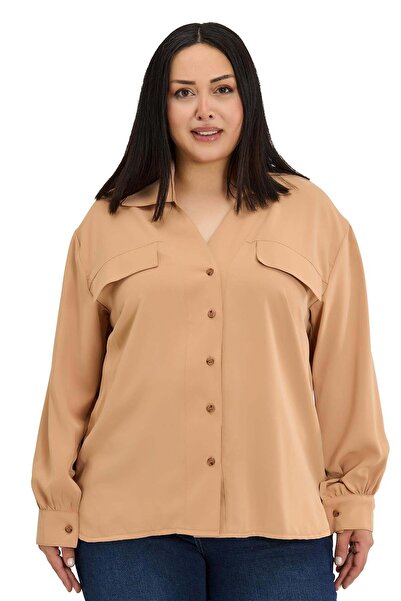 DISENTIS MODEST Μακρυμάνικο πουκάμισο βιζόν μεγάλου μεγέθους με λεπτομέρεια τ...