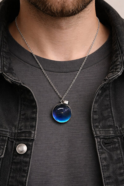 HER ŞEY NOTA www.herseynota.com Blue Glass Globe Dandelion Necklace Unisex 60...