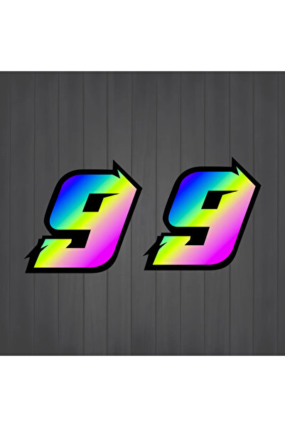 Choice6 Height 5cm 2PCS Rainbow 9 ISGTDRM 2PCS Motorcycle Racing Arabic Numbe...