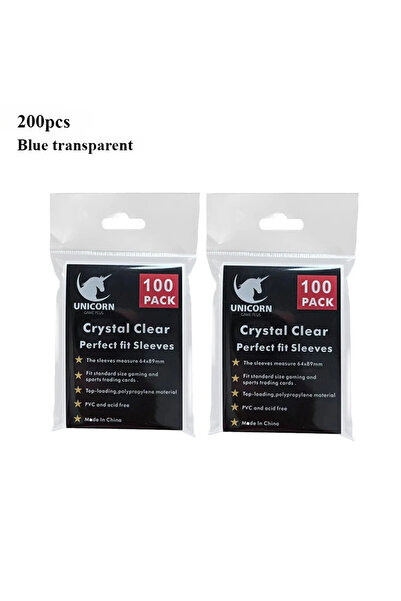 Choice 200pcs 64 x 89 blue Premium Card Sleeves Standard Size Clear Card Slee...