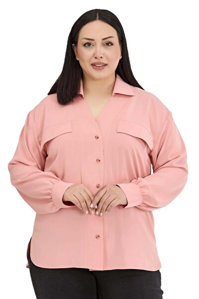 DISENTIS MODEST Μακρυμάνικο πουκάμισο σε μεγάλο μέγεθος με λεπτομέρεια τσέπης