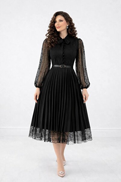 rengastyle Γυναικείο φόρεμα με μανίκια μπαλόνι, δεμένο στο λαιμό, με κουμπιά,...