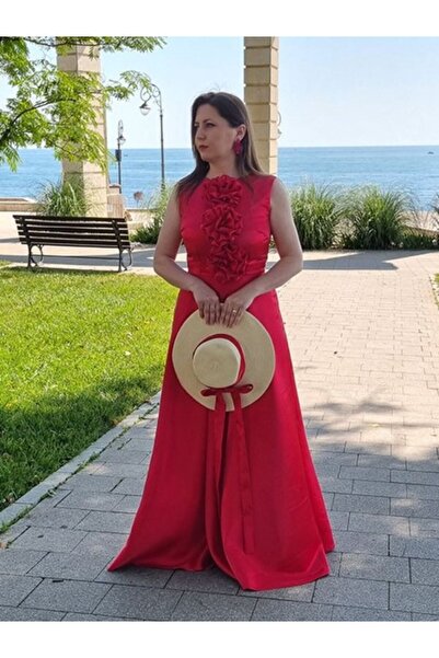 PAULETTA Elegant occasion dress with removable flowers and cord, taffeta and ...