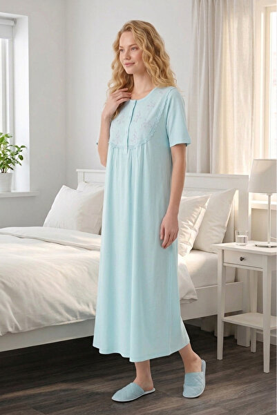 Lohussa New Season Turquoise Summer Crew Neck Special Design Lace Short Sleev...