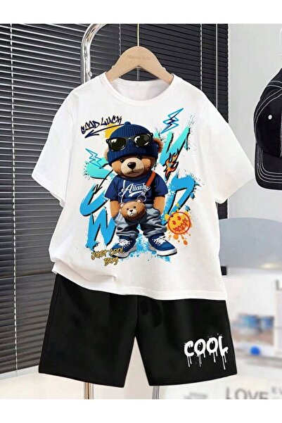 EFFRENATU Oversize Black Shorts and T-Shirt Set - Cotton Relaxed Fit