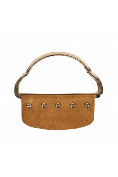 Ritzz Δερμάτινη λαβή τσάντας υψηλής ποιότητας με χρυσό μέταλλο - Ανοιχτό καφέ