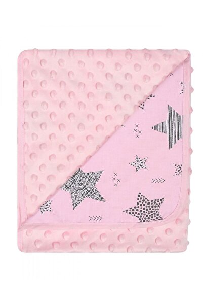 DuetBaby Paturica cu doua fete Minky si bumbac 80x90 cm Pink Stars