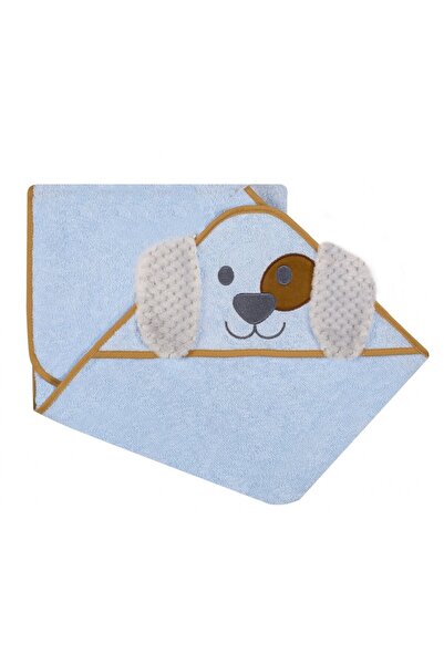 DuetBaby Hooded bath towel with ears made of Cotton 80x80 cm Blue Dog