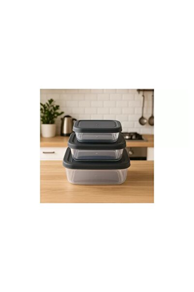 VELOXA Kitchen Storage Container Modern Transparent Set of 3 Organizer