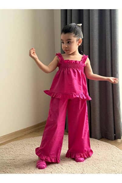 CHİCKİDSWEAR Set cu volane pentru fete, pantaloni largi de vară, set elegant