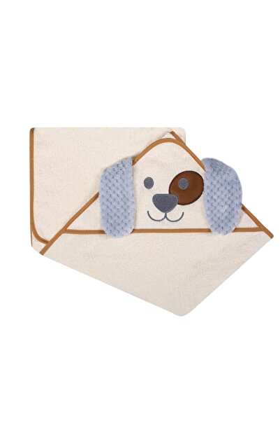 DuetBaby Prosop de baie cu gluga cu urechi din bumbac 80x80 cm Ecru Dog