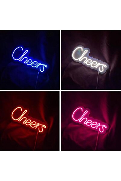 dgrk ahşap perakende ticareti Cheers Yazılı Neon LED Tabela – 4 Renk Seçenekl...