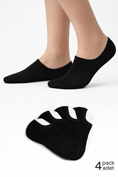 Aytuğ&Mısırlı Mısırlı Unisex Pamuklu Süper Fit 4 Çift Sneaker Çorap Siyah