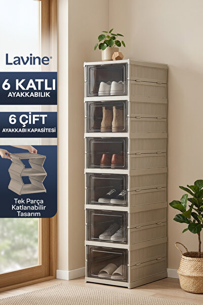 Lavine Multi-Purpose 6-Tier Portable Shoe Rack Foldable Organizer - Toprak