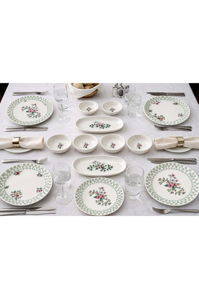 MERBA DESIGN BLOSSOM - TASARIMCI İMZALI 14 PARÇA 6 KİŞİLİK PORSELEN KAHVALTI ...