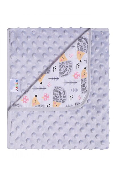 DuetBaby Paturica cu doua fete Minky si bumbac 80x90 cm Hedgehogs Gri