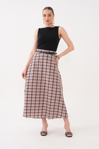Mega Life Plaid Skirt with Belted Side Pockets