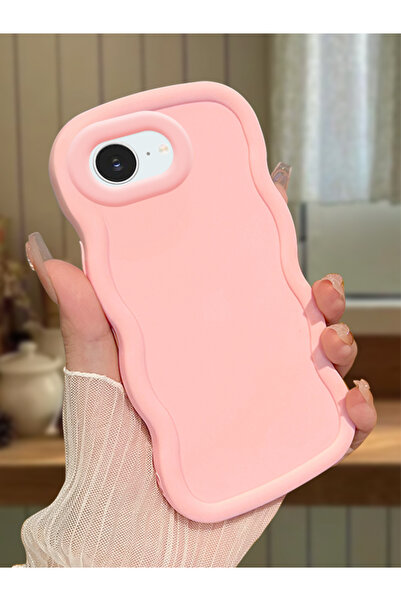 Hontinga iPhone 16e Uyumlu Darbeye Dayanıklı Basit Pembe Silikon Telefon Kılıfı