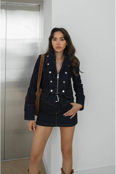 My Blog Σετ Σορτς-Φούστα σε Ναυτικό Μπλε με Ζώνη - 0954