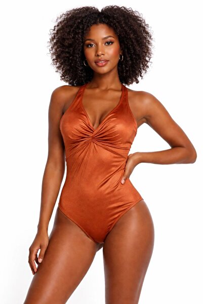 DEEP BEACH Μαγιό εφέ σύσφιξης με λεπτομέρεια με χαμηλό λαιμό