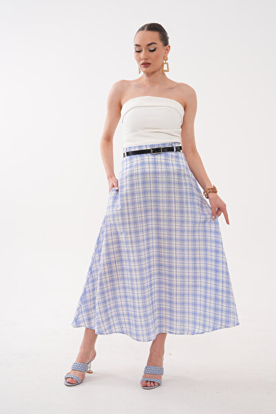 Mega Life Plaid Skirt with Belted Side Pockets