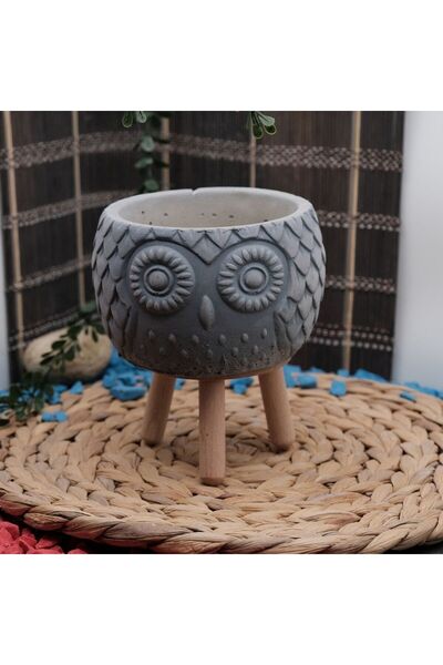 ADAA BAYKUŞ MOTİFLİ DEKORATİF BETON SAKSI