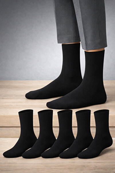 Hitit Socks 5 perechi de șosete din bumbac negru uni pentru bărbați, pentru u...