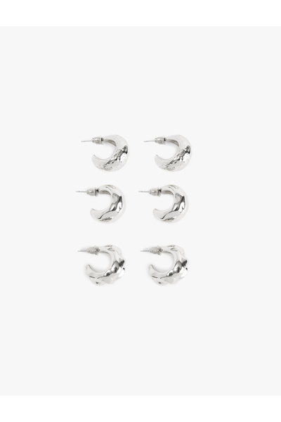Koton Set of 3 Textured Hoop Earrings