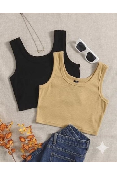 MİLYA&GYM Camisole din bumbac pentru femei, 2 piese, din țesătură twill, cu b...