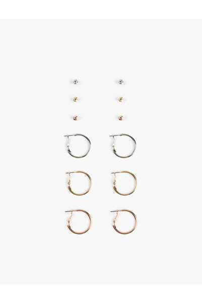 Koton Set of 6 Steel Ball and Hoop Earrings