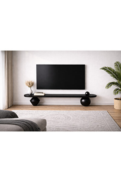 Trihome Heykelsi Torna Ayaklı Masif Ahşap TV Ünitesi – Modern Tasarım Televiz...