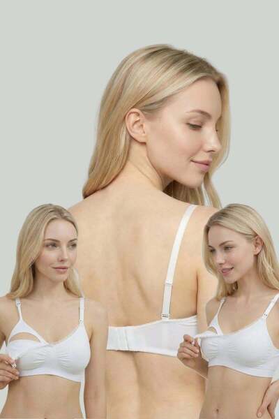 İmaj 286 Σουτιέν για έγκυες και θηλάζουσες χωρίς ραφές, χρώματος εκρού, 3 τεμ...
