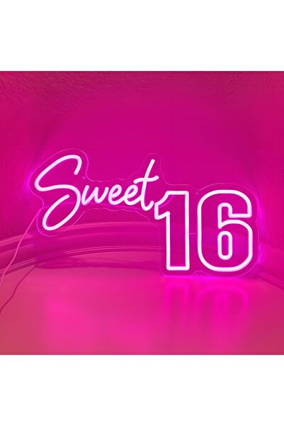 Slasa Sweet 16 Neon Sign 30x45 cm Pink Light with 6mm Acrylic Base Birthday D...