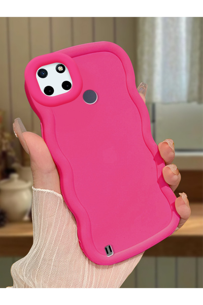Hontinga For Realme C21Y Compatible Anti-Knock Simple Red Silicone Phone Case