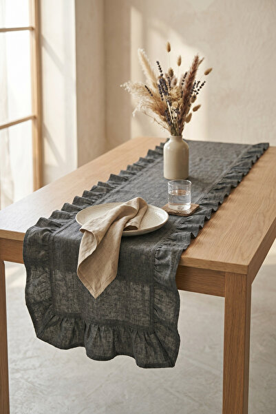 Morlay Τραπεζομάντηλο με βολάν από ανθρακί