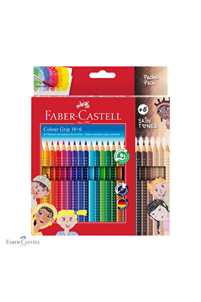 Faber Castell Set de 24 creioane colorate Faber-Castell Grip 2001, 18 nuanțe ...