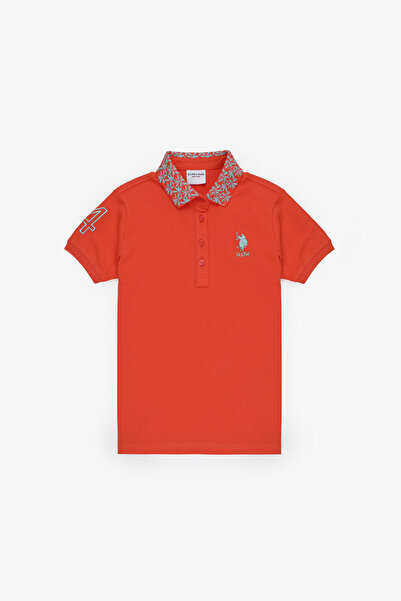 U.S. Polo Assn. Kız Çocuk Nar Çiçeği Polo Yaka Basic Tişört 50320284-VR039