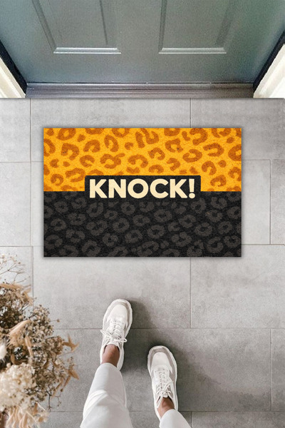 Rugmood Λεοπάρ μοτίβο KNOCK! Γραπτό χαλάκι εισόδου – Μοντέρνος σχεδιασμός με ...
