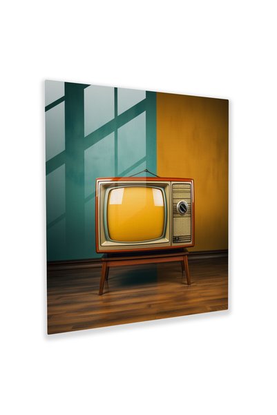 Popcasso Nostaljik Cam Tablo Retro TV Görseli ile Eşsiz Ev Dekorasyonu