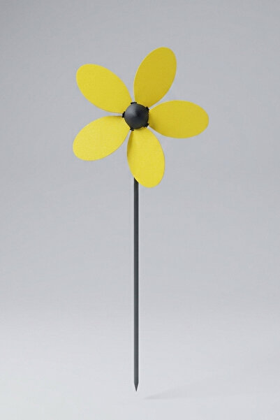 Flipped Sarı Çiçek Rüzgar Gülü – 24 cm Dekoratif Bahçe & Saksı Aksesuarı