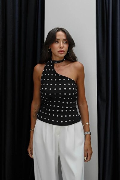 Noi Belis Self-Wrapped Polka Dot Knitted Blouse Ss26Bz0154