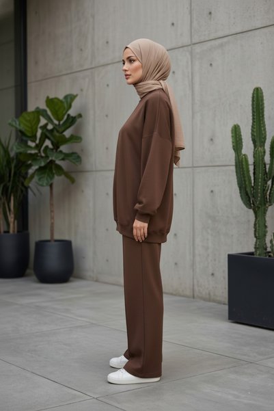 Zeneva Collection Set hijab oversize simplu cu 2 fire țesute 5600
