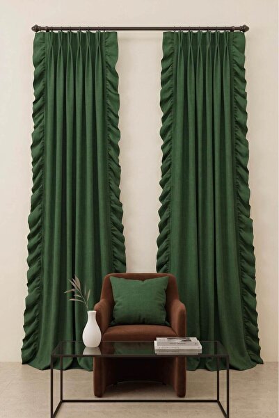 Madame Dower Κουρτίνα φόντου με μοτίβο Πετρονάλας και Πράσινο του Δάσους – Λι...