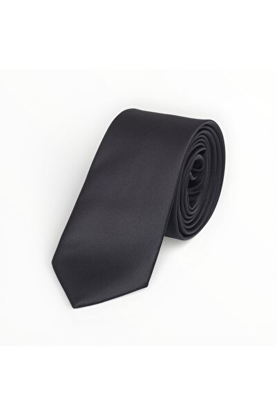 DWOY Men's Black Satin Tie 6 cm Classic Plain