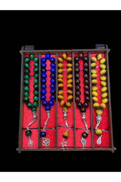 TESBİH ADAM Σετ 5 τεμαχίων Μασκότ Γυάλινες Χάντρες Προσευχής 12/10 χιλ. Χάντρ...