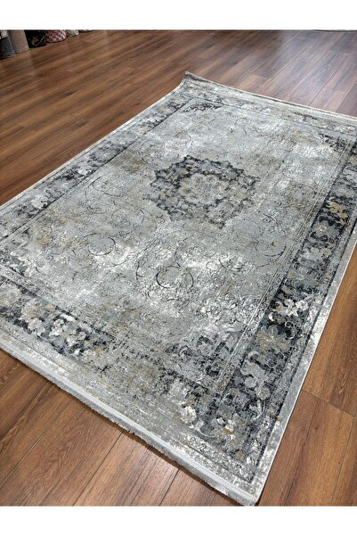 WOOLKNOT HALI Maxell Viskonpolyester Dokuma Makine Salon Halısı Gri